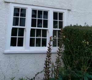 set of three white sash windows