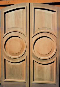 two matching wooden doors.